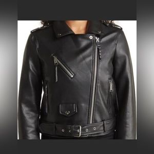 Rebecca Minkoff black faux leather moto jacket NWT